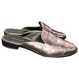 Charles by Charles David Georgi Loafer Shoes Charcoal Metallic Mules Size 10